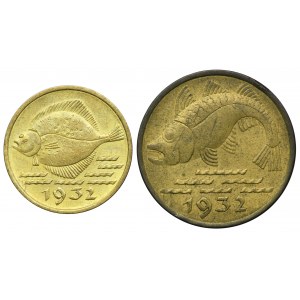 Set, Free City of Danzig, 5 and 10 pfennig 1932 (2 pcs.)