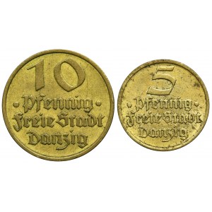 Set, Free City of Danzig, 5 and 10 pfennig 1932 (2 pcs.)