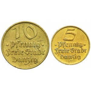 Set, Free City of Danzig, 5 and 10 pfennig 1932 (2 pcs.)