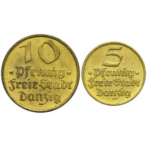 Set, Free City of Danzig, 5 and 10 pfennig 1932 (2 pcs.)