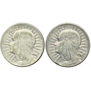 Zestaw, Głowa Kobiety, 5 złotych Londyn 1932 (2 szt.)