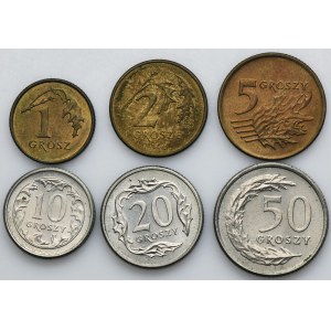 Zestaw, 1-50 groszy 1991-1992 (6 szt.)