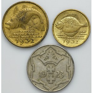 Set, Free City of Danzig, 5 and 10 pfennig 1923-1932 (3 pcs.)