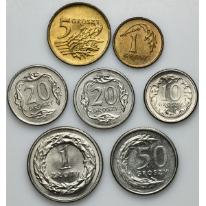 Zestaw, 1-50 groszy i 1 złoty 1991-1992 (7 szt.)
