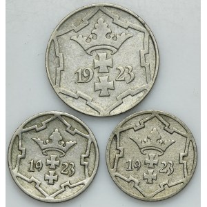 Lot, Free City of Danzig, 5 and 10 pfennig 1923 (3 pcs.)