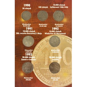 Zestaw, Polskie monety obiegowe 1990-1994 (16 szt.) - w tym Solidarność typ A,B,C