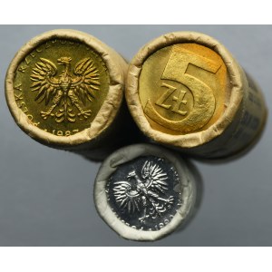 Zestaw, Rulon bankowy (x3), 5 złotych 1987-1990 (150 szt.)