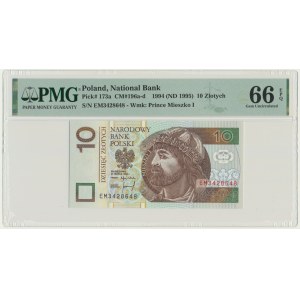 10 złotych 1994 - EM - PMG 66 EPQ