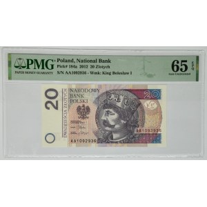 20 złotych 2012 - AA - PMG 65 EPQ