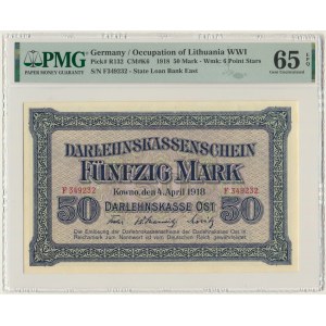 Kowno, 50 Mark 1918 - F - PMG 65 EPQ