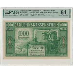 Kowno, 1.000 Mark 1918 - A - 6 digit series - PMG 64