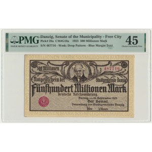 Danzig, 500 million Mark 1923 - gray purple print - PMG 45