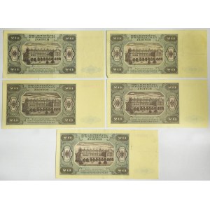 Zestaw, 20 złotych 1948 (5 szt.)