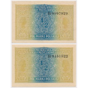 Zestaw, 1/2 marki 1916 - Generał (2 szt.) - wysokie numery seryjne