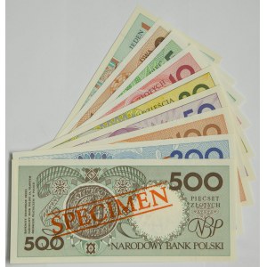 Zestaw, Miasta Polskie 1-500 złotych 1990 - WZÓR (9 szt.)