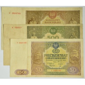 Zestaw, 50-1.000 złotych 1946 (3 szt.)