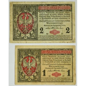 Zestaw, 1-2 marki 1916 - Generał (2 szt.)