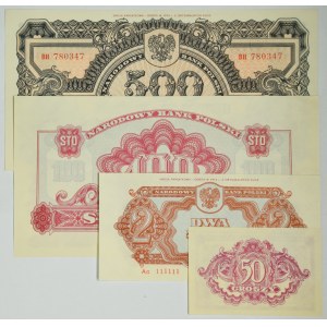 Zestaw, 50 groszy - 500 złotych 1974 (4 szt.)