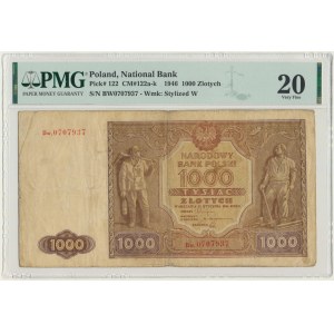 1.000 złotych 1946 - Bw. - PMG 20 - NAJRZADSZA ODMIANA