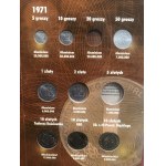 Zestaw, Klaser (x7) z polskimi monetami obiegowymi PRL i III RP