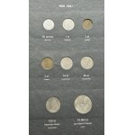 Zestaw, Klaser (x7) z polskimi monetami obiegowymi PRL i III RP
