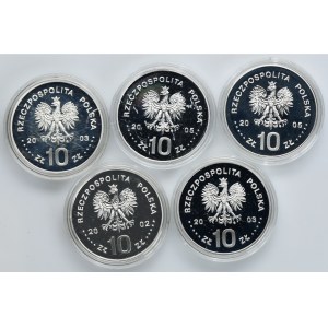 Zestaw, 10 złotych 2002-2005 (5 szt.)