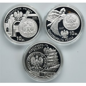 Zestaw, 10 złotych 2005-2007 (3 szt.)