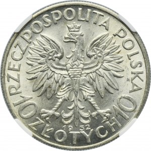 Głowa Kobiety, 10 złotych Londyn 1932 - NGC MS63