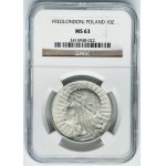 Głowa Kobiety, 10 złotych Londyn 1932 - NGC MS63
