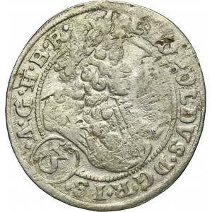 Silesia, Habsburg rule, Leopold I, 3 Kreuzer Brieg 1696 CB