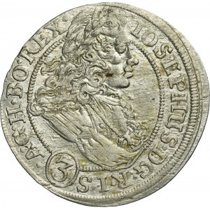 Silesia, Habsburg rule, Joseph I, 3 Kreuzer Brieg 1706 CB - UNLISTED