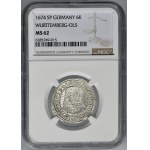 Silesia, Duchy of Oels, Sylvius Friedrich, 6 Kreuzer Oels 1674 SP - NGC MS62