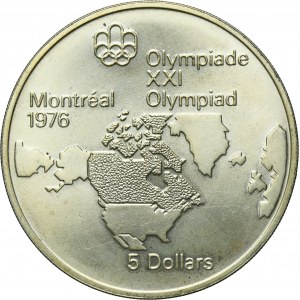 Canada, Elizabeth II, 5 Dollars Ottawa1973 - Map of North America