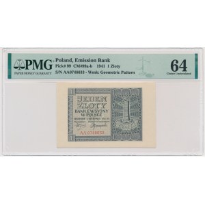 1 złoty 1941 - AA - PMG 64 - poszukiwana seria
