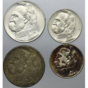 Zestaw, Piłsudski Urzędowy, 5 złotych i 10 złotych (4 szt.)