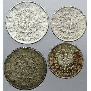 Zestaw, Piłsudski Urzędowy, 5 złotych i 10 złotych (4 szt.)
