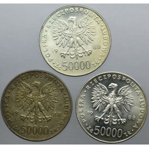 Zestaw, 50.000 złotych 1988 Piłsudski (3 szt.)