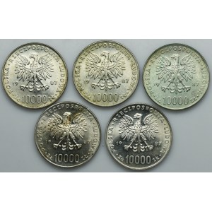 Zestaw, 10.000 złotych 1987 Jan Paweł II (5 szt.)