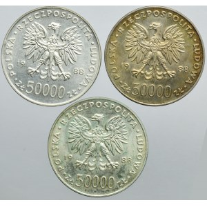 Zestaw, 50.000 złotych 1988 Piłsudski (3 szt.)