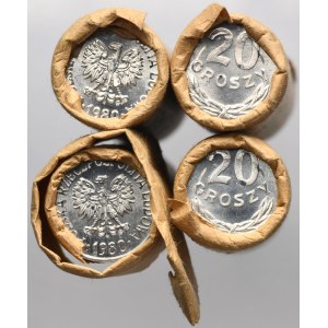 Zestaw, Rulon bankowy (x4), 20 groszy 1980 (200 szt.)