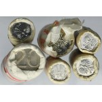 Zestaw, Rulon bankowy (x6), 1 złoty, 2 złote i 20 złotych (ok. 280 szt.)
