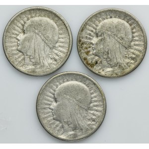 Zestaw, Głowa Kobiety, 2 złote 1933 (3 szt.)