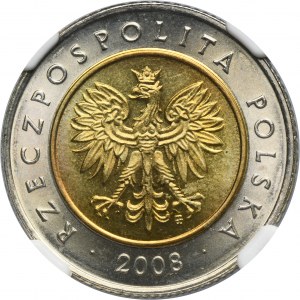 5 złotych 2008 - NGC MS66