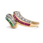 Ring with diamonds, emeralds and rubies 2nd half of 20th century, Ring with diamonds, emeralds and rubies