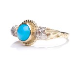 Ring with turquoise and diamond rosettes 1960s, Ring with turquoise and diamond rosettes