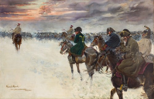 Jerzy Kossak (1886 Kraków - 1955 Kraków), Wizja Napoleona w odwrocie spod Moskwy w 1812 roku, lata 20. XX w.