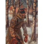 Wojciech Kossak (1856 Paryż - 1942 Kraków), Żołnierz wracający z łowów - fragment panoramy Berezyna, 1894-1896