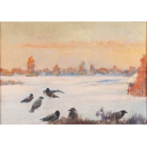 Wojciech Kossak (1856 Paryż - 1942 Kraków), Wrony na śniegu - fragment panoramy Berezyna, 1894-1896