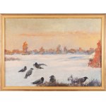 Wojciech Kossak (1856 Paryż - 1942 Kraków), Wrony na śniegu - fragment panoramy Berezyna, 1894-1896
