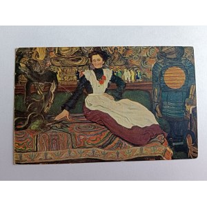 POSTCARD POLISH PAINTING, JOZEF MEHOFFER, EUROPA JUBILANS, PRE-WAR, PRE-WAR 1909, STAMP, STAMPING